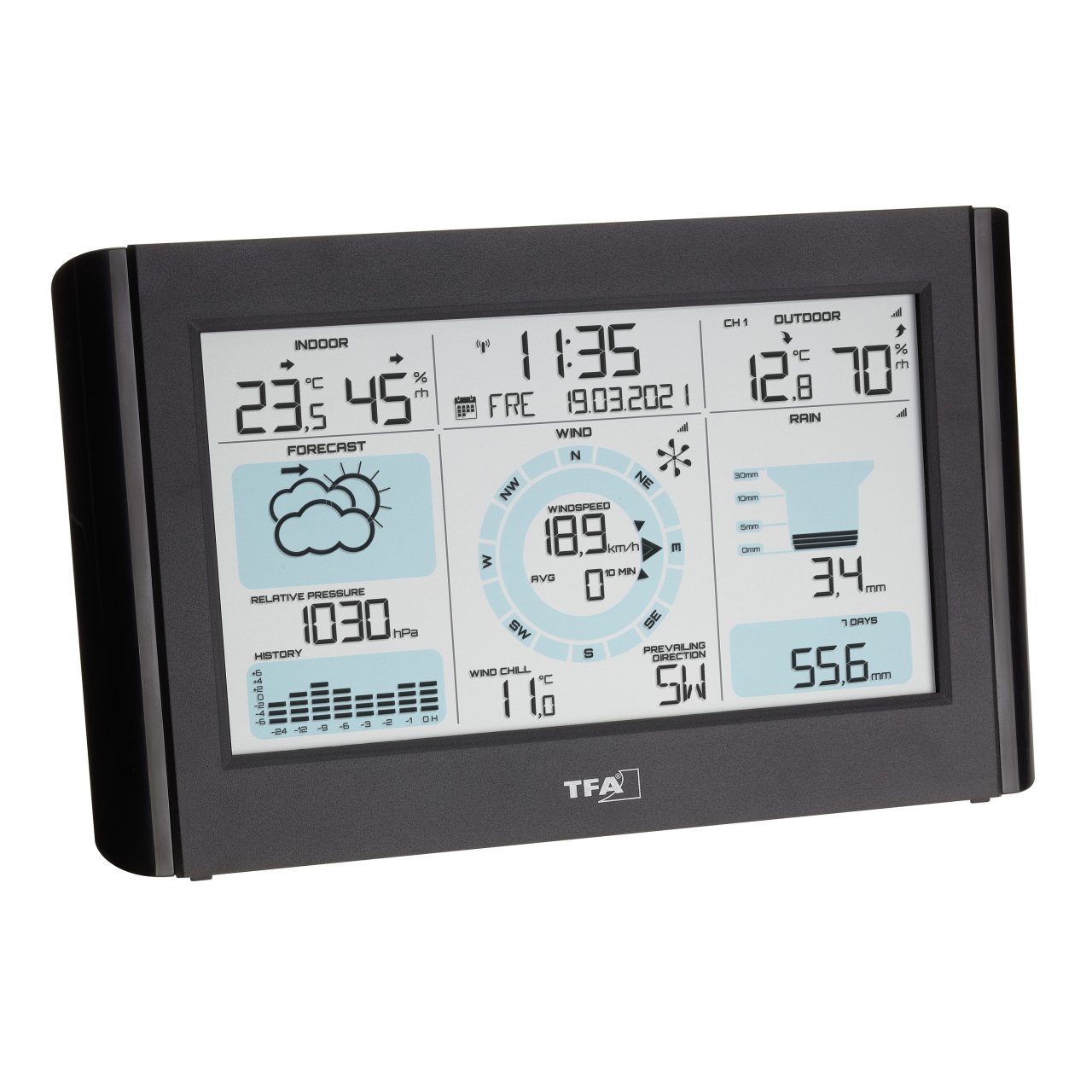 Telsiz Hava İstasyonu rüzgar ve yağmur ölçerli WEATHER PRO 35.1161.01