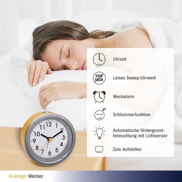 Analog alarm saati 60.1034 güneş sarısı