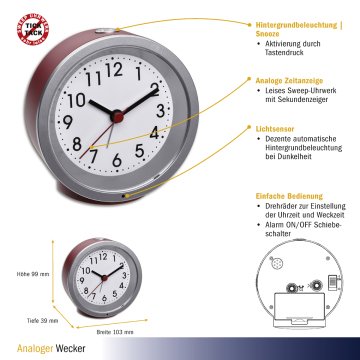 Analog alarm saati 60.1034 nar kırmızısı