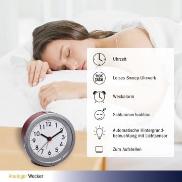 Analog alarm saati 60.1034 nar kırmızısı