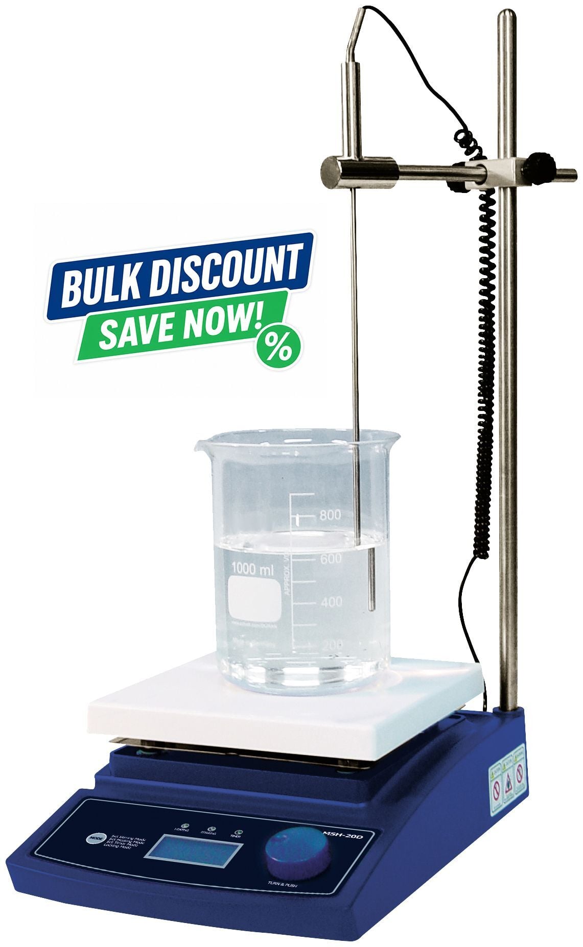 Manyetik karıştırıcı ısıtmalı hotplate MSH-D dijital, 380°C, 80-1,500 rpm