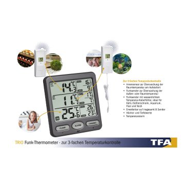 Wireless thermometer with 2 transmitters TRIO 30.3062